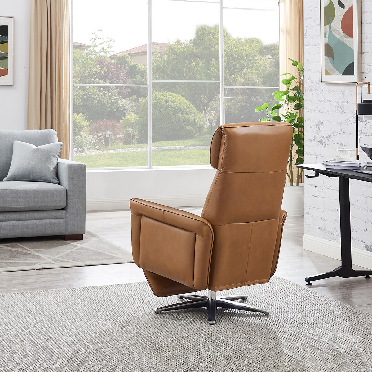 Leather sales tulip chair