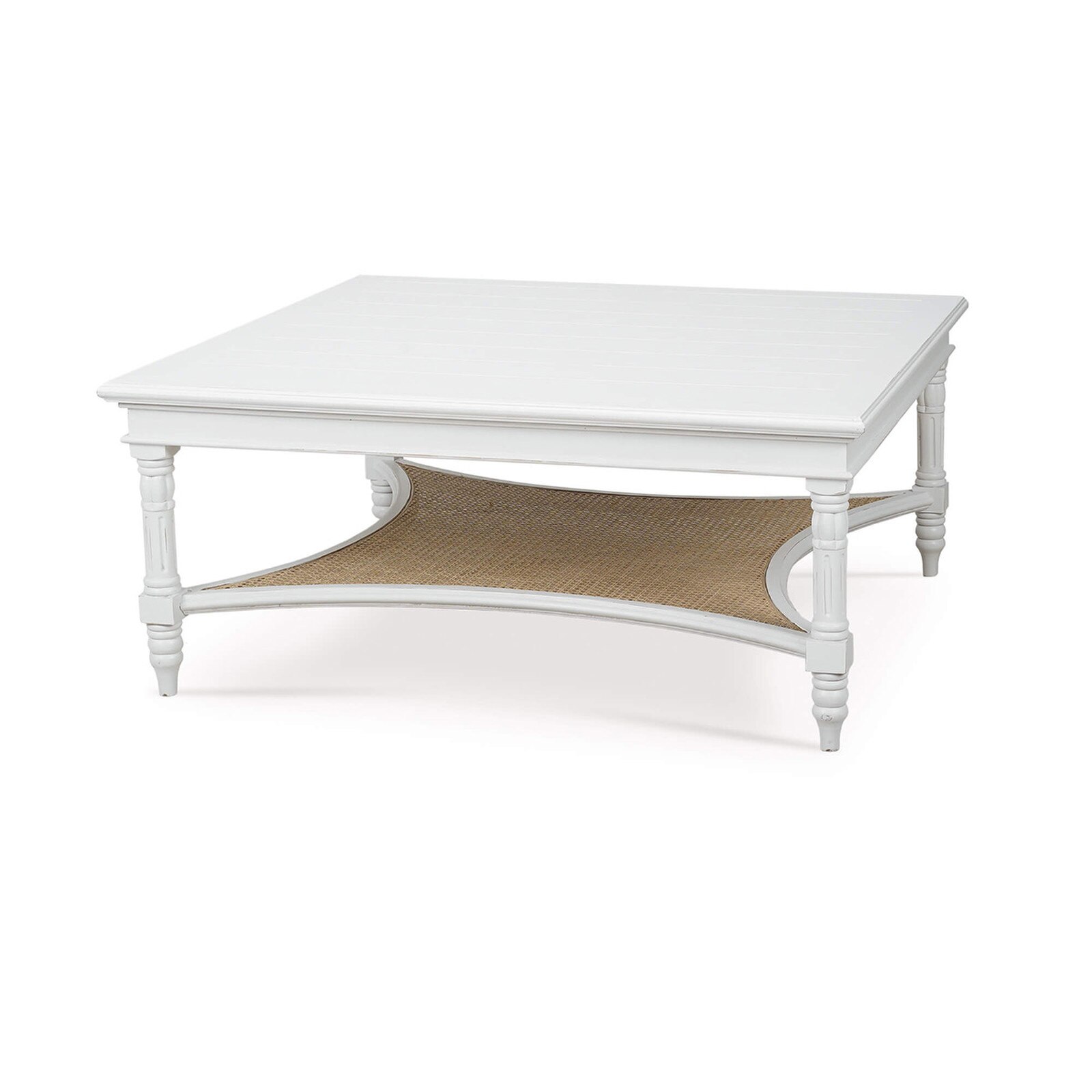 42" Bramble Montego Square Architectural White Solid Mahogany Coffee Table