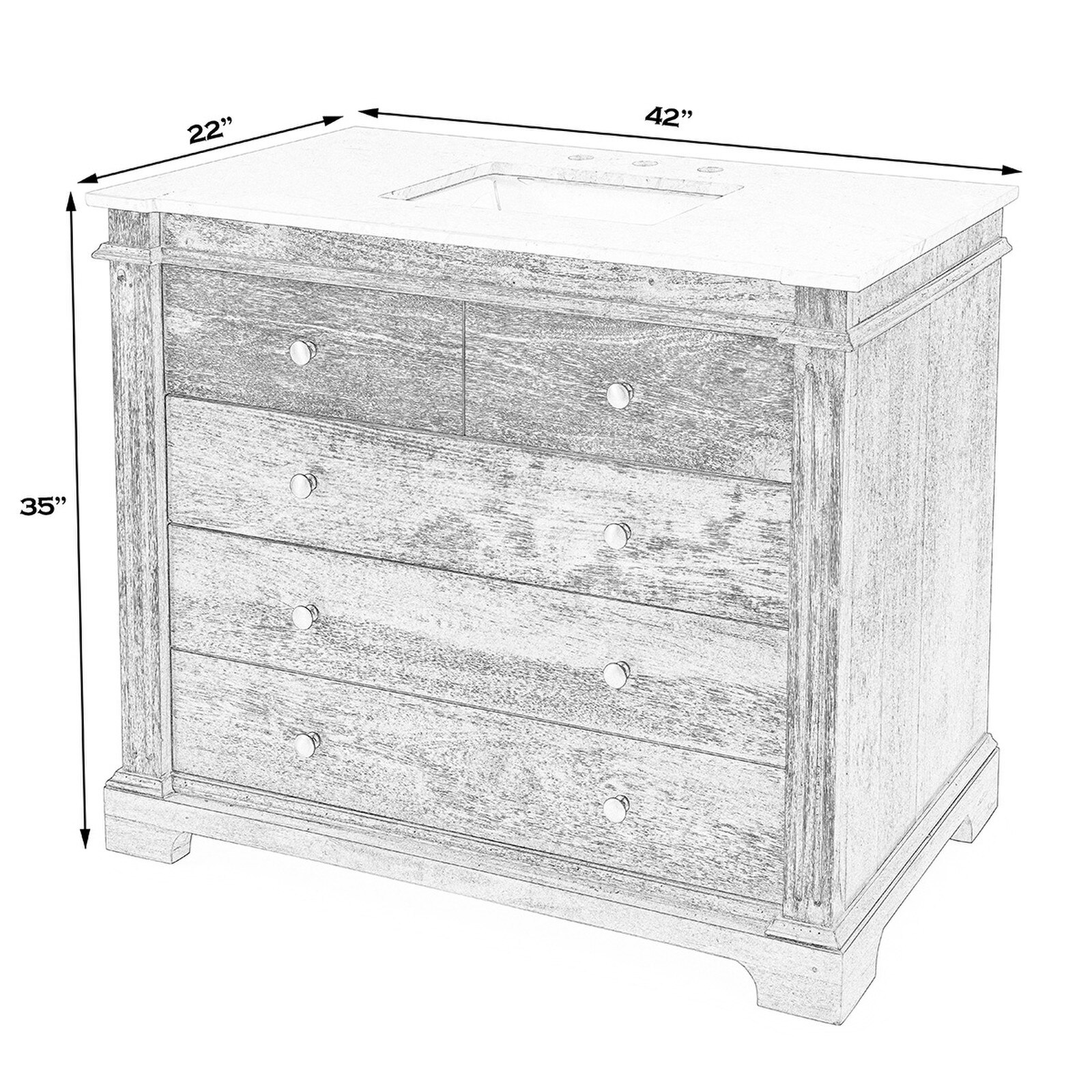 Butler 35" Acacia Bathroom Vanity Chest 1