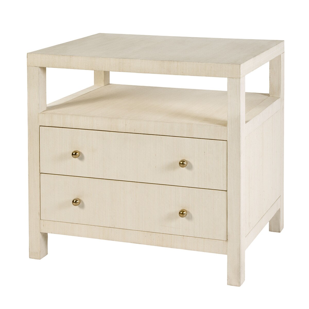 Butler BS-6307362 2-Drawer Nora Raffia Nightstand with Top Open Shelf ...