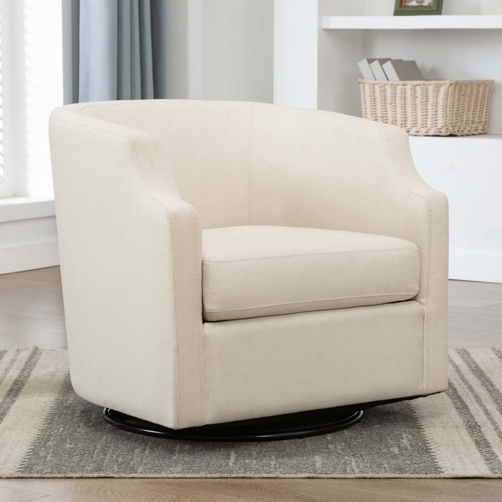 Comfort Pointe Infinity Linen Swivel Barrel Chair