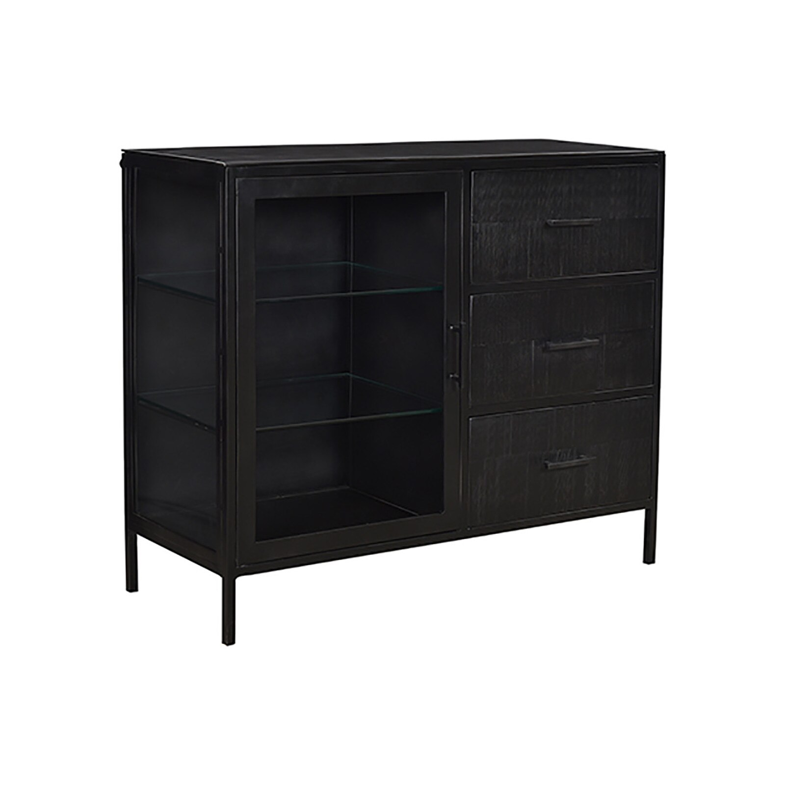 35" Dovetail Furniture 3Drawer Katrin Mango Wood Sideboard