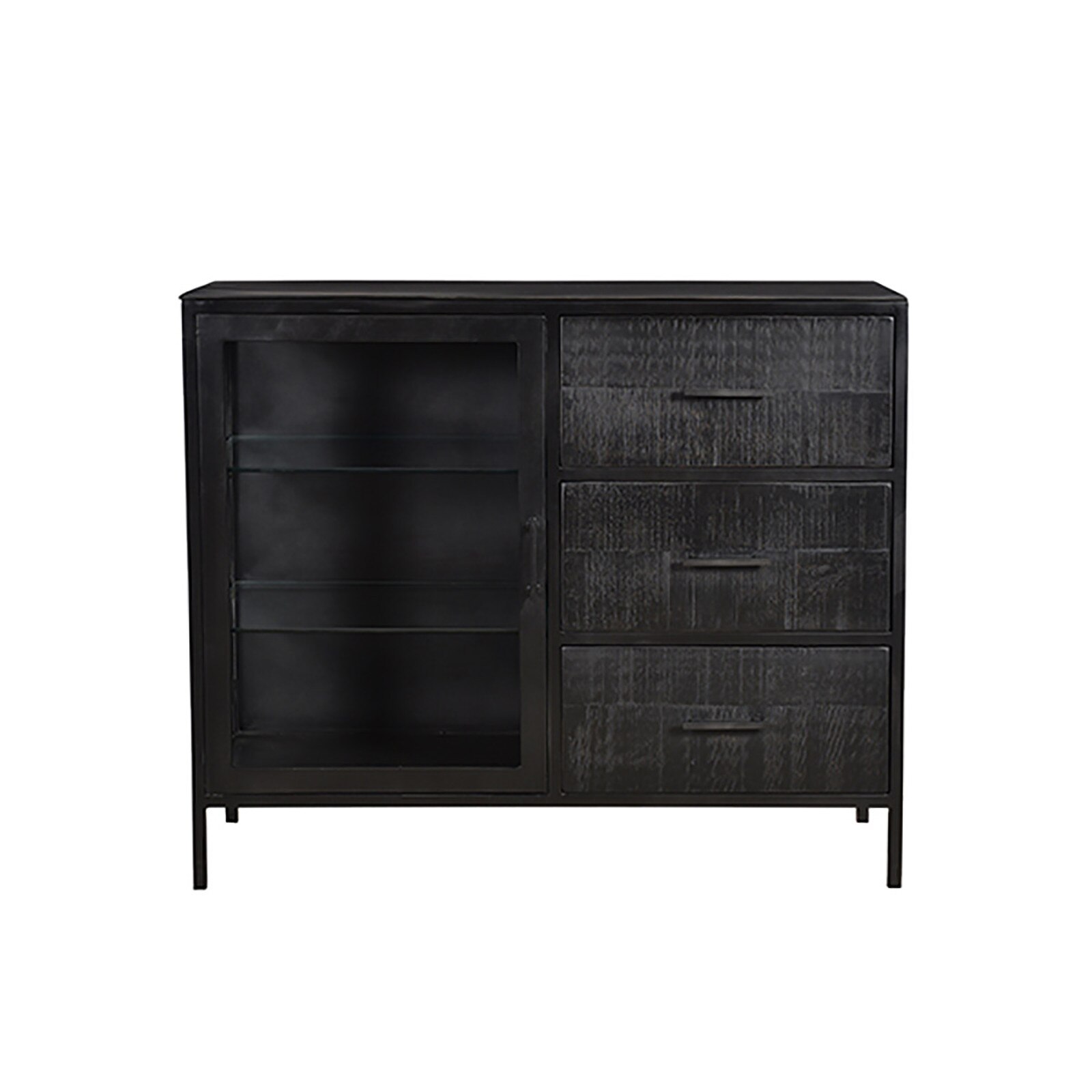 35" Dovetail Furniture 3Drawer Katrin Mango Wood Sideboard