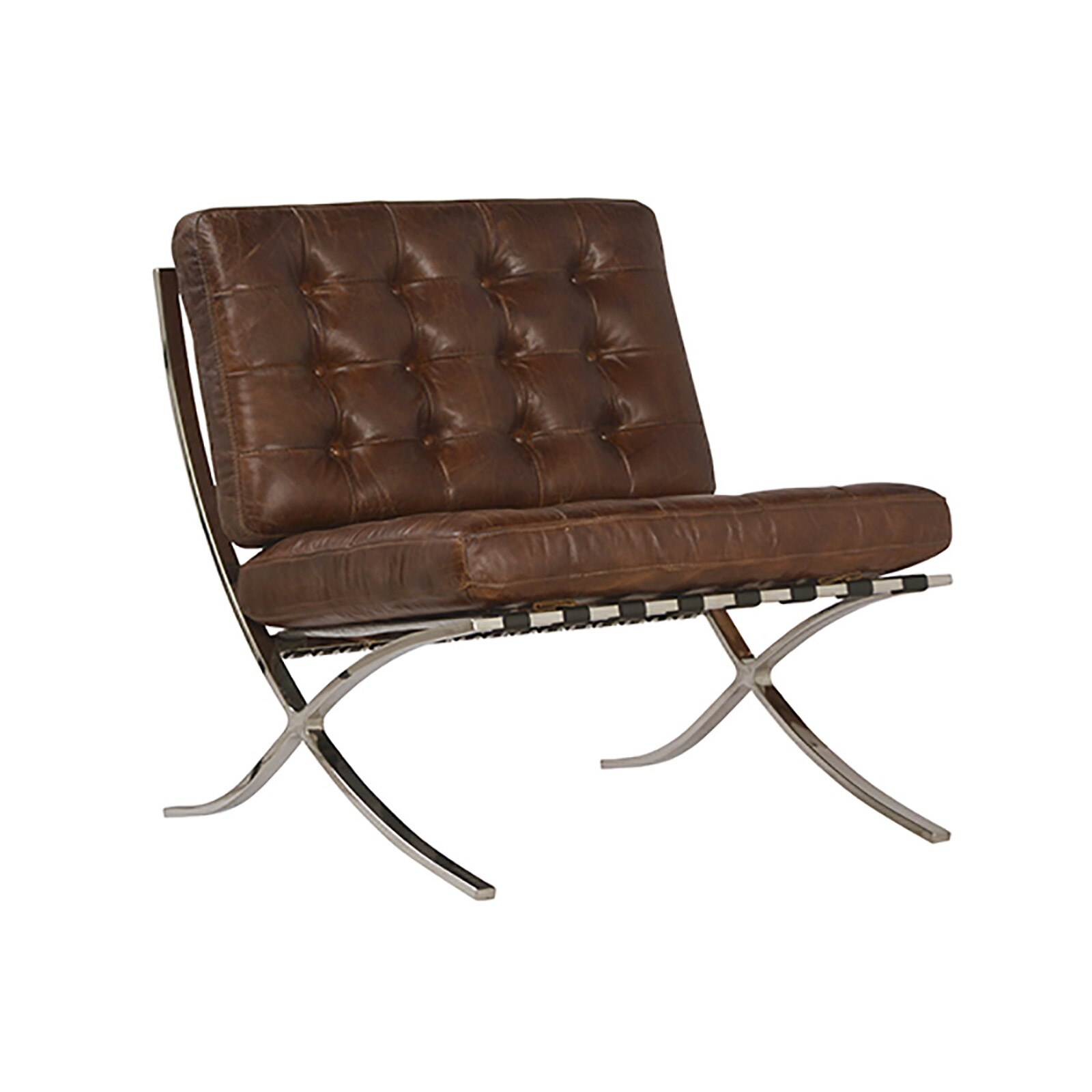 32" Dovetail Furniture Vigan Antique Brown Leather Chair