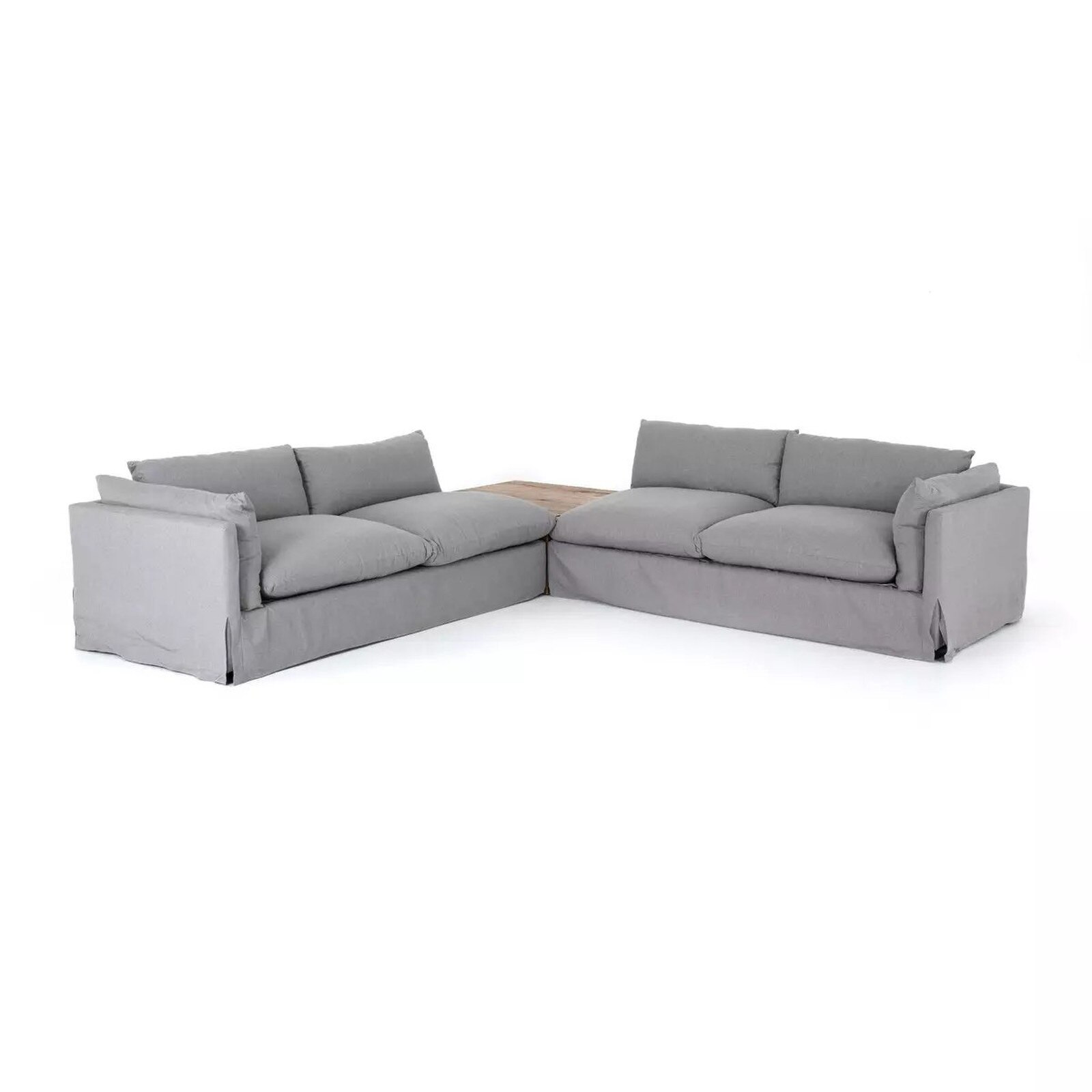 Four Hands 2-Piece Habitat Sectional with Corner Table - Vesuvio Dove