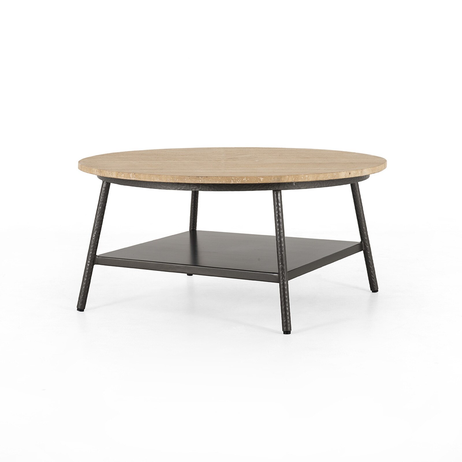 17" Four Hands Lark Round Travertine Coffee Table