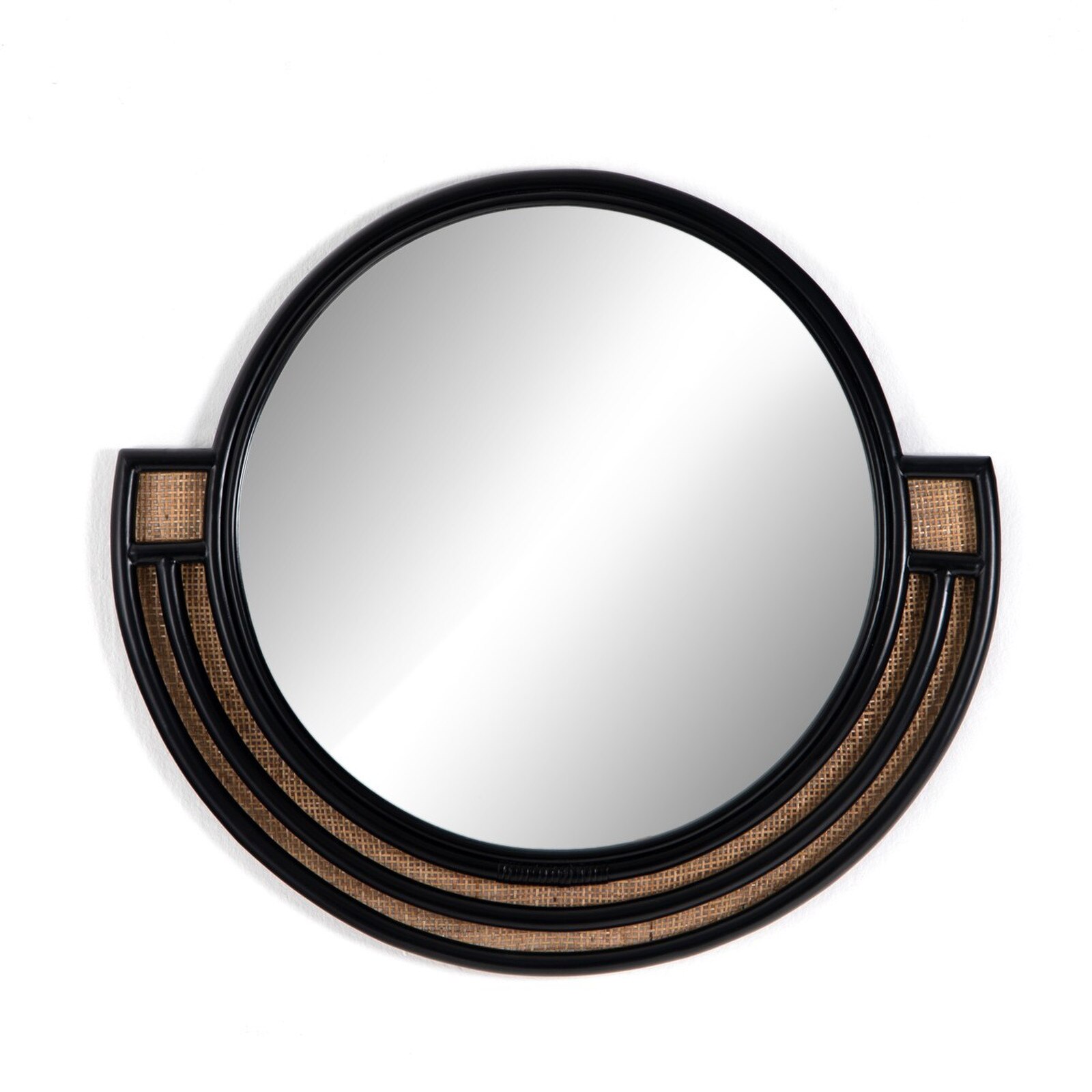 Four Hands Jakarta Black Rattan Wall Mirror