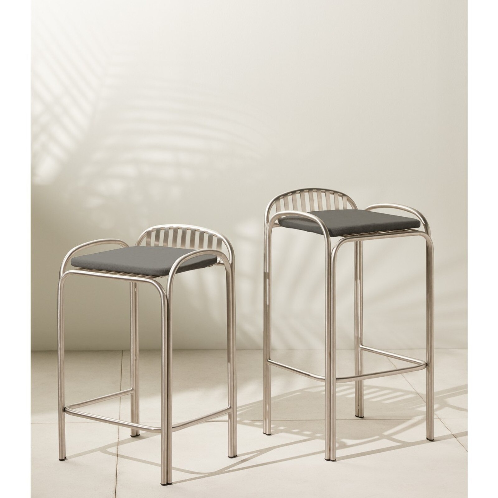 Four Hands Cassian Charcoal Stainless Steel Outdoor Counter Stool