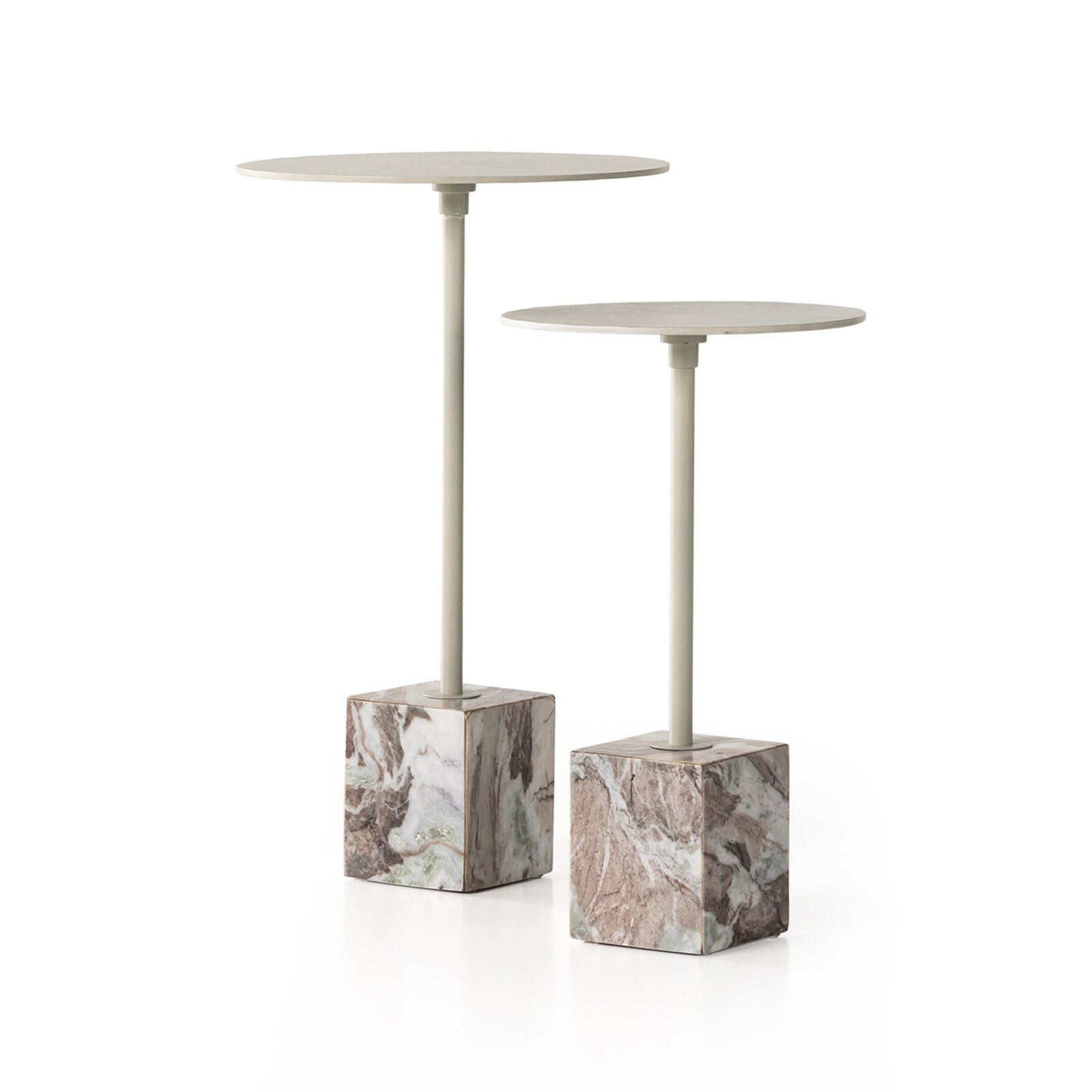 Set of 2 24" Four Hands Delia Textured Matte White Marble End Table