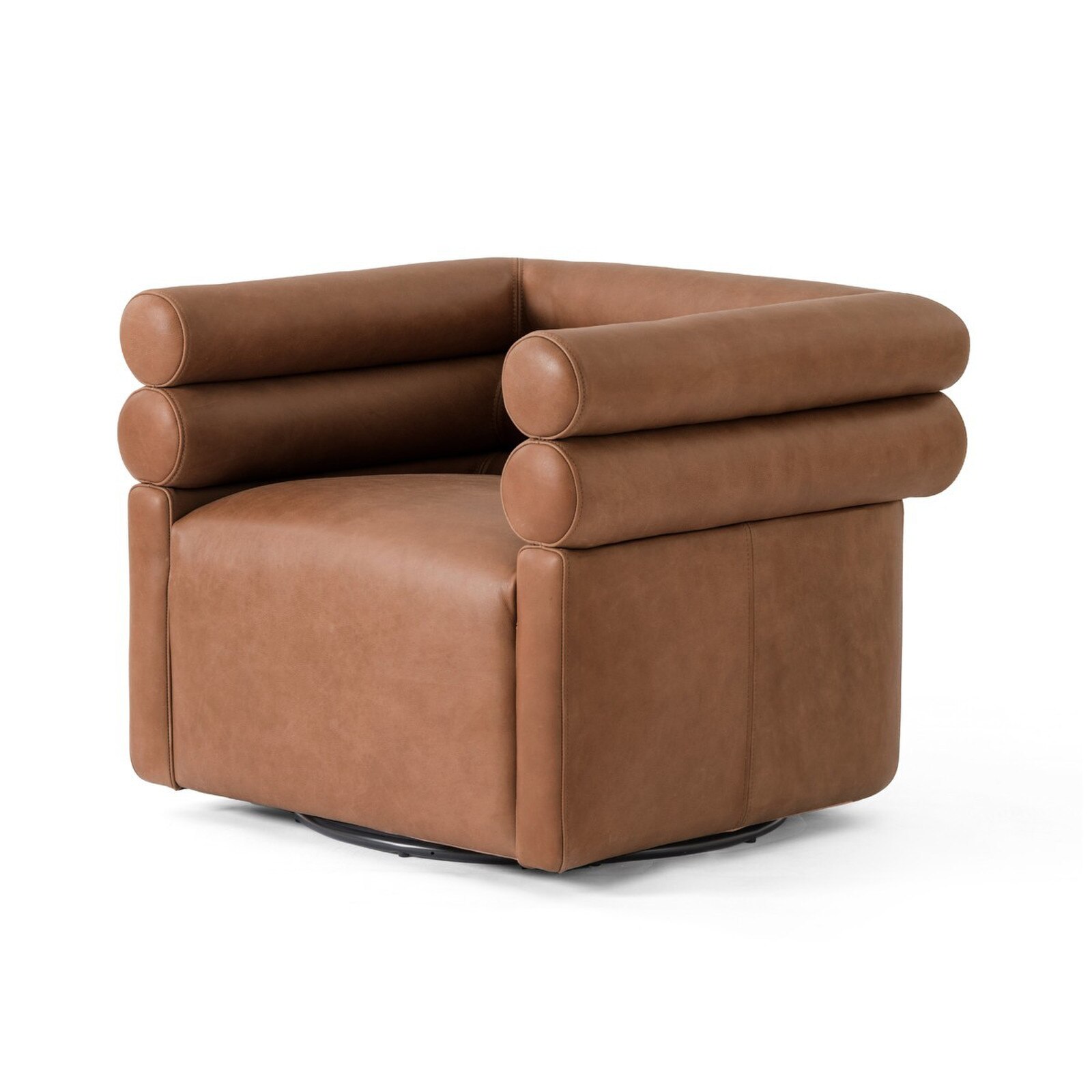 Four Hands Evie Palermo Cognac Leather Swivel Chair