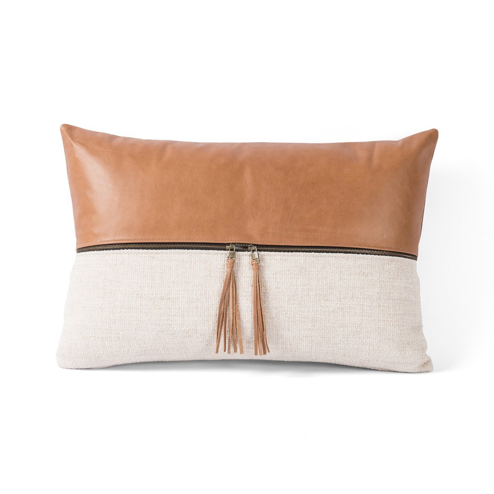 Four Hands Leather and Linen Pillow 3