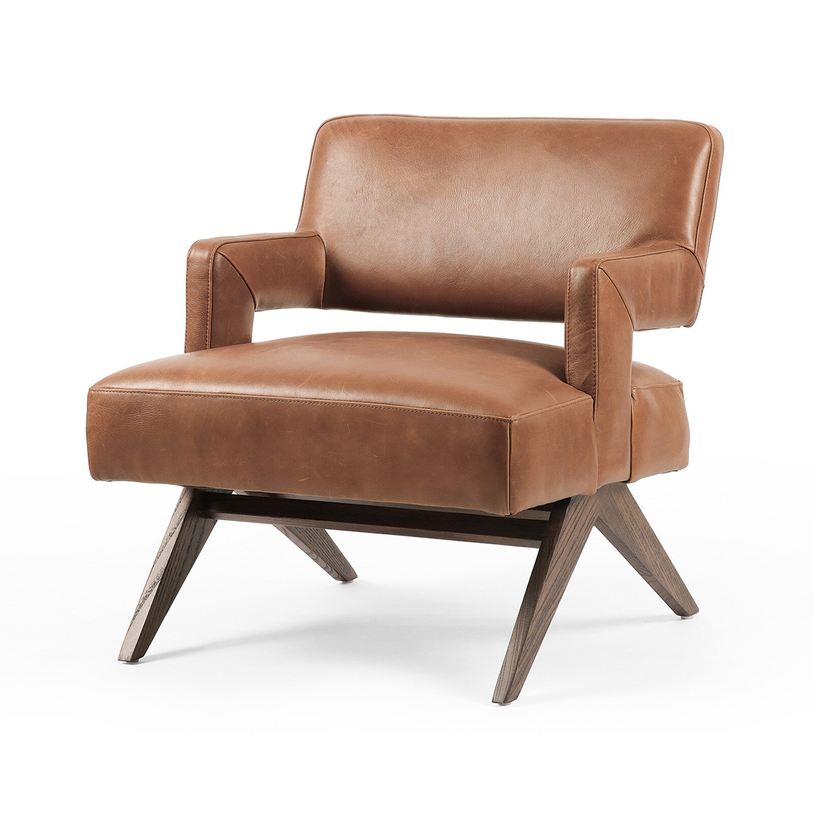 30" Four Hands Darlene Dakota Tobacco Leather Chair