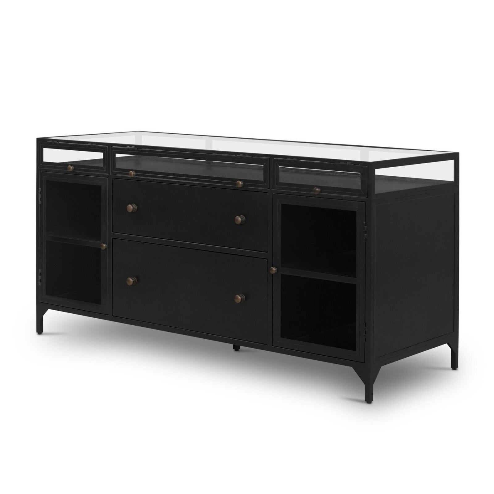 Four Hands Shadow Box Black Modular Filing Iron Credenza