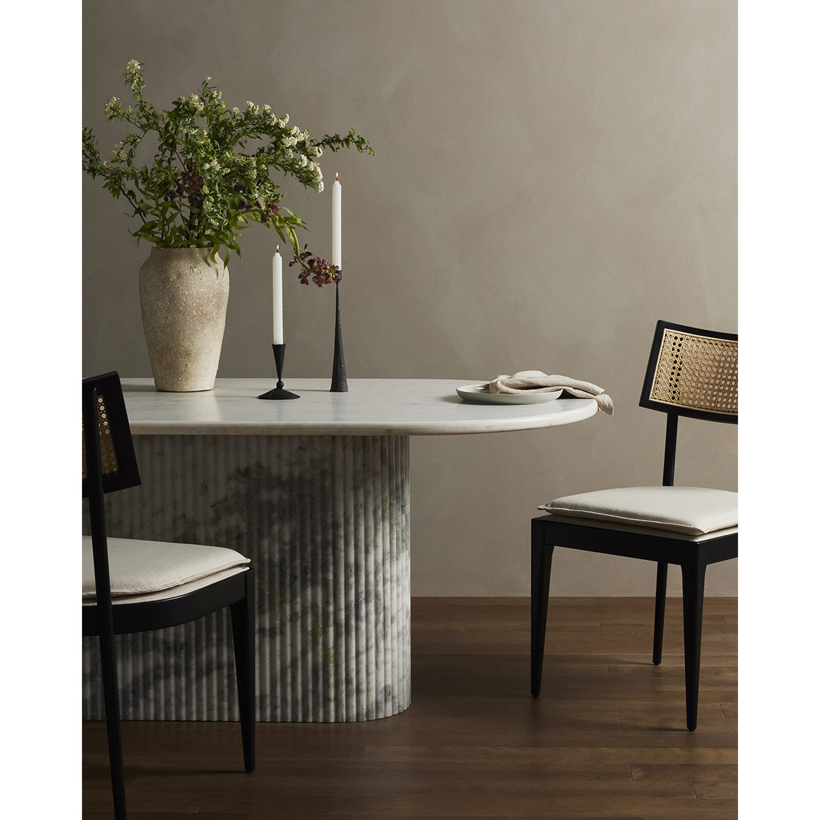 30" Four Hands Oranda Polished White Marble Dining Table