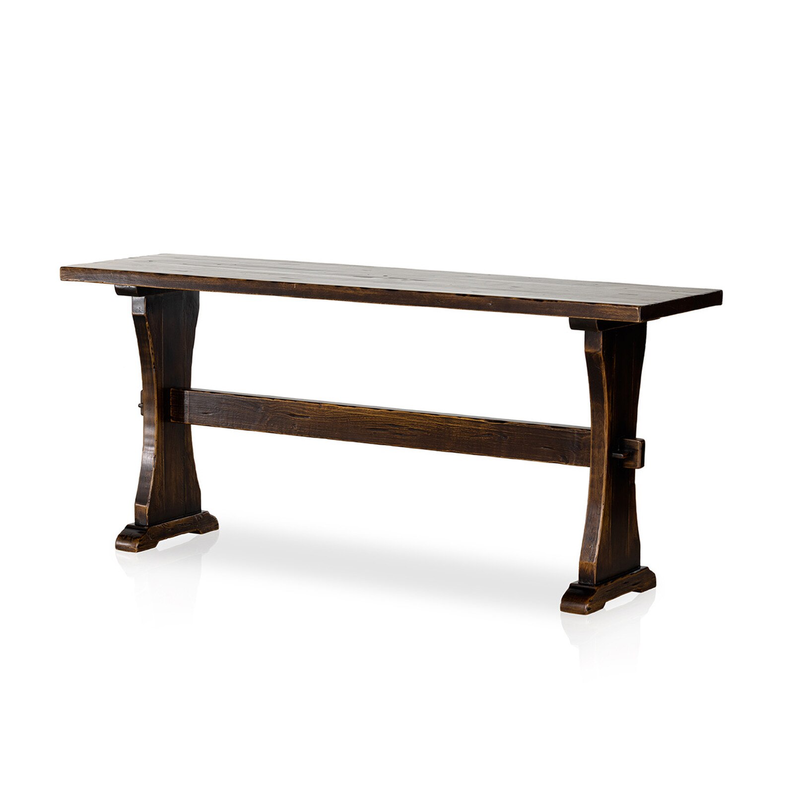 32" Four Hands Trestle Distressed Walnut Solid Birch Console Table