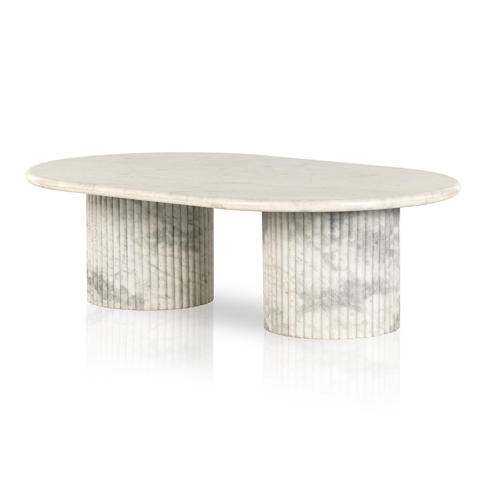 16" Four Hands Oranda Polished White Solid Marble Coffee Table