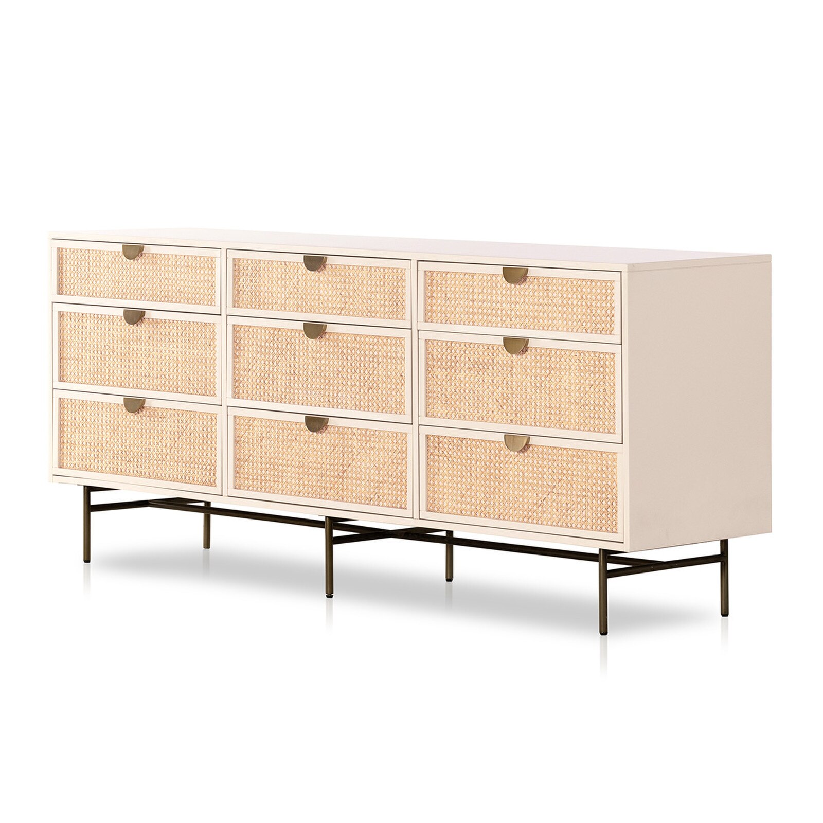 34" Four Hands 9Drawer Luella Matte Alabaster Triple Dresser