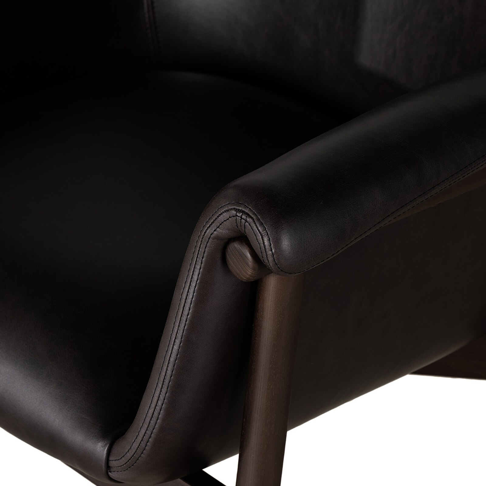 32" Four Hands Sora Sonoma Black Leather Dining Chair with Arm