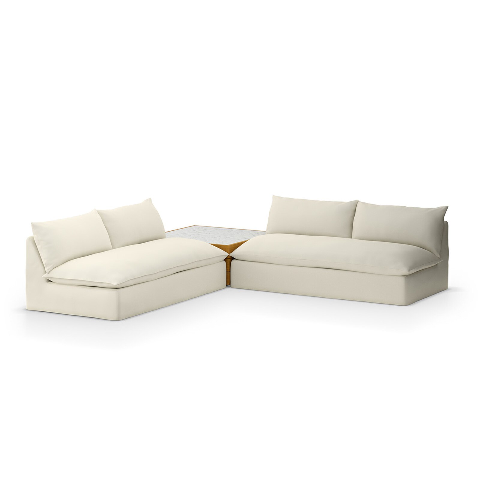 2-Piece Four Hands Grant Cream Outdoor Sectional with Coffee Table
