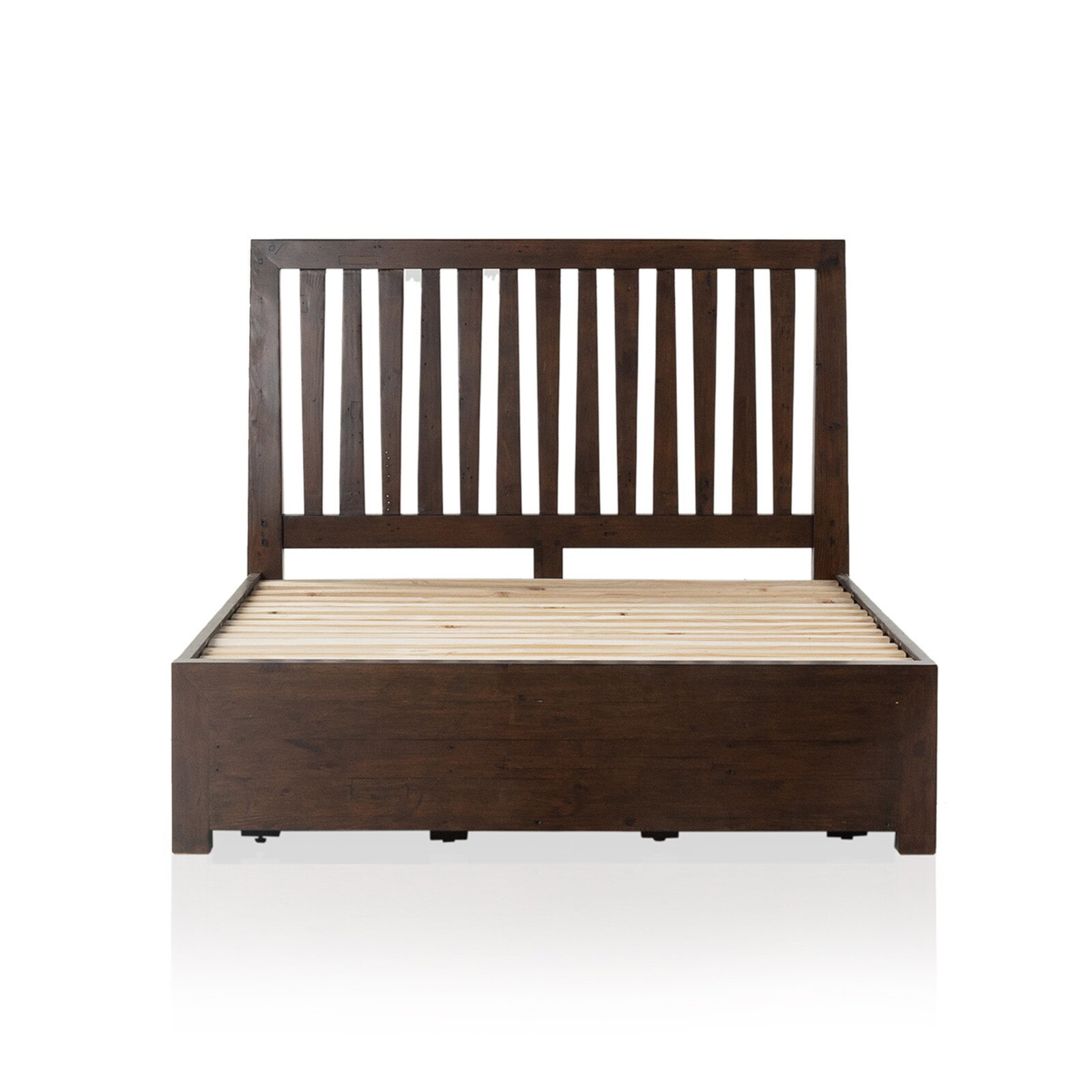 Four Hands Wood Queen Size Rail Storage Bed with Low Footboard