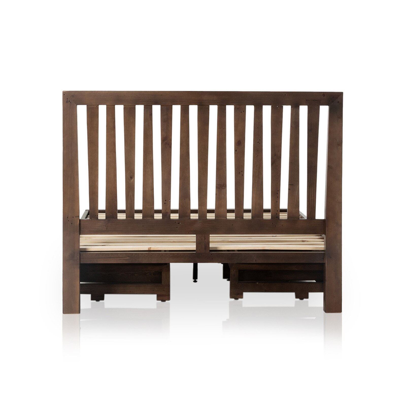 Four Hands Wood Queen Size Rail Storage Bed with Low Footboard