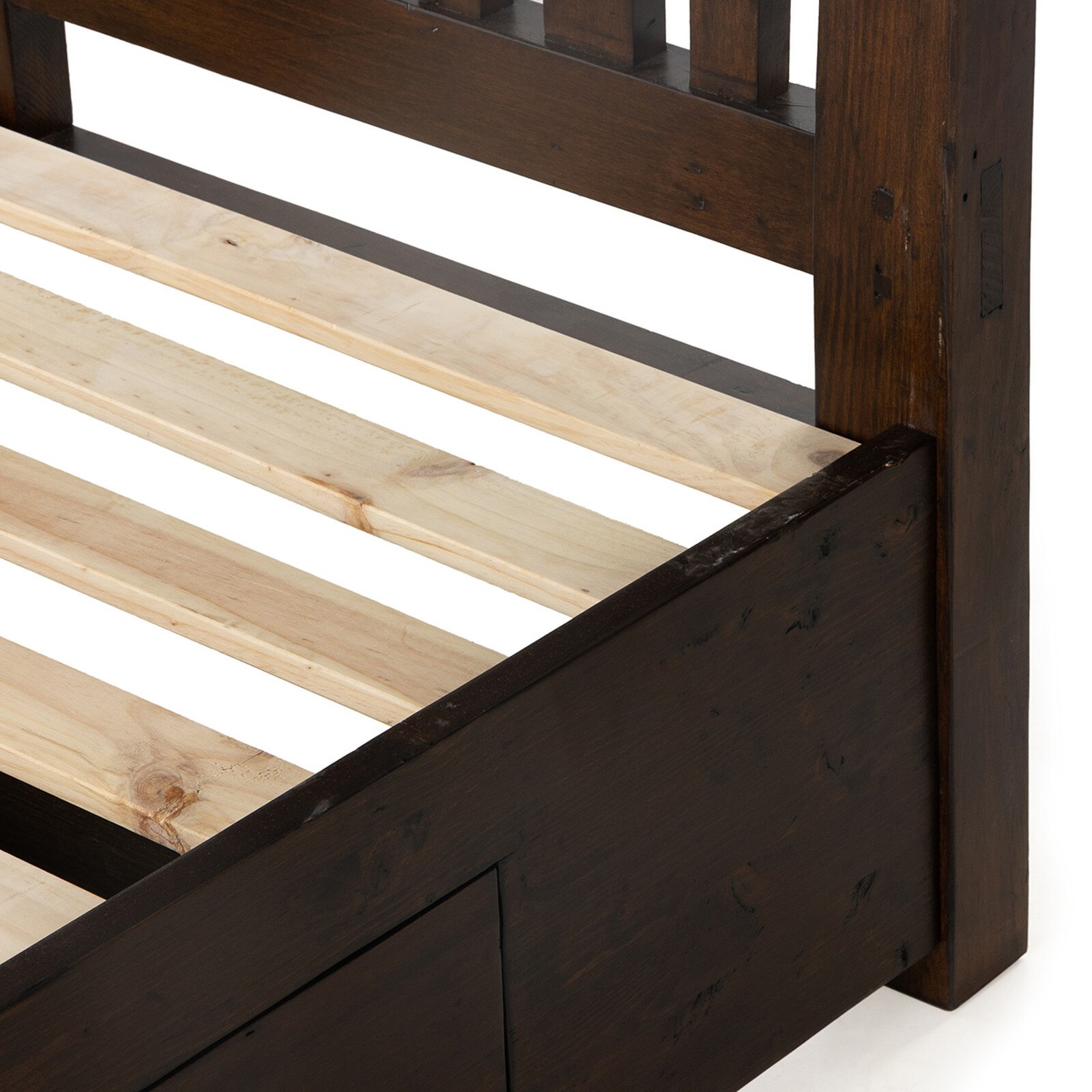 Four Hands Wood Queen Size Rail Storage Bed with Low Footboard