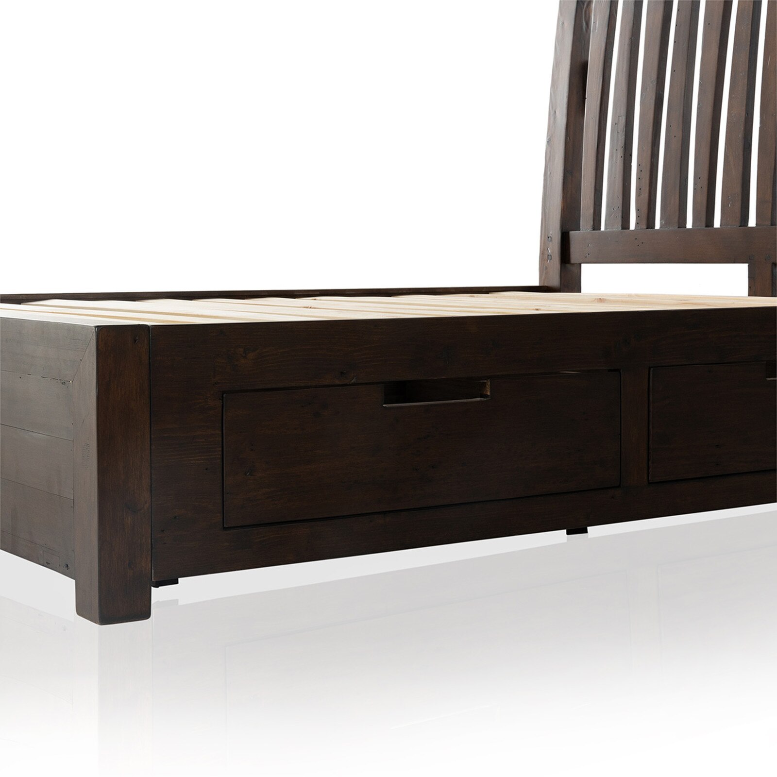 Four Hands Wood Queen Size Rail Storage Bed with Low Footboard