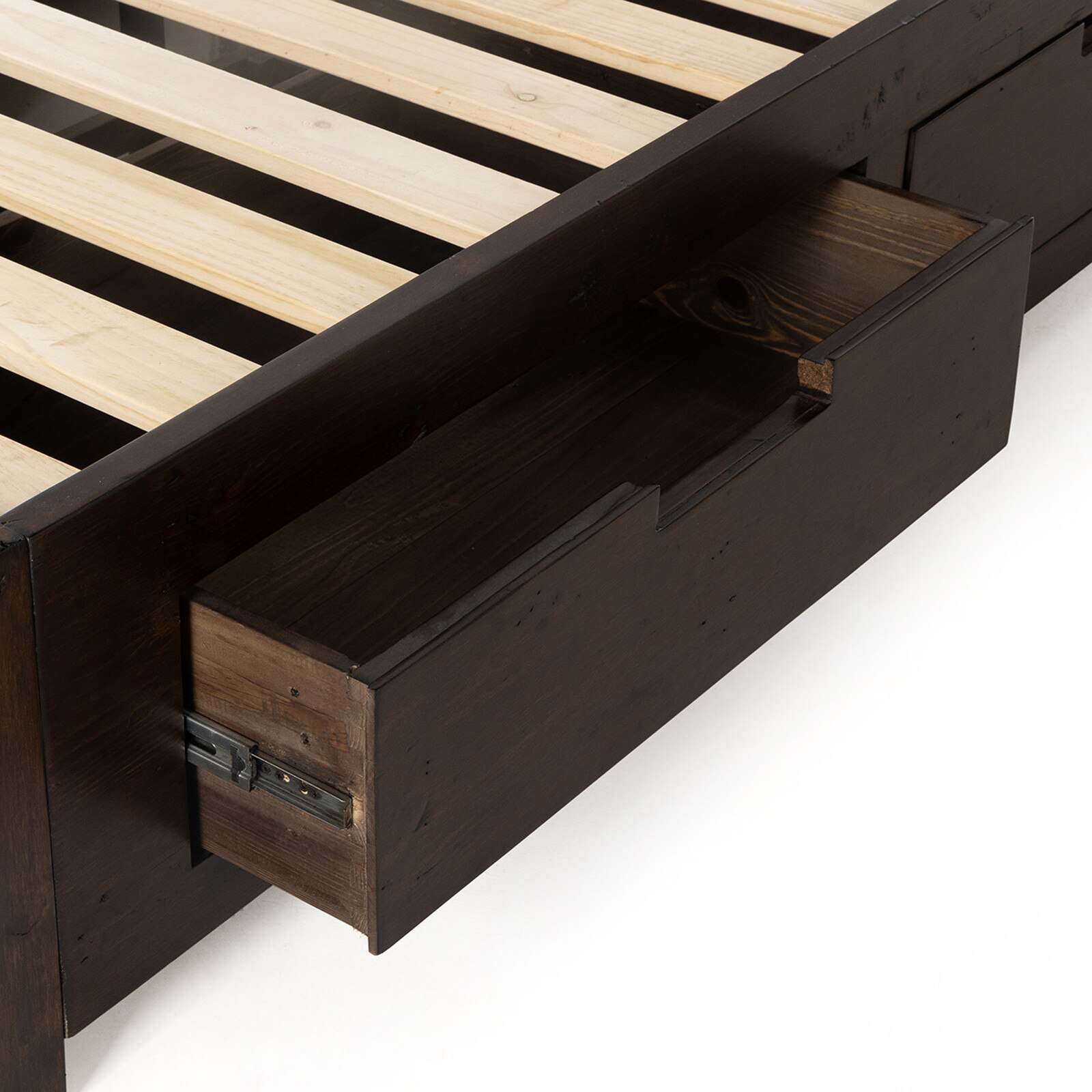 Four Hands Wood Queen Size Rail Storage Bed with Low Footboard