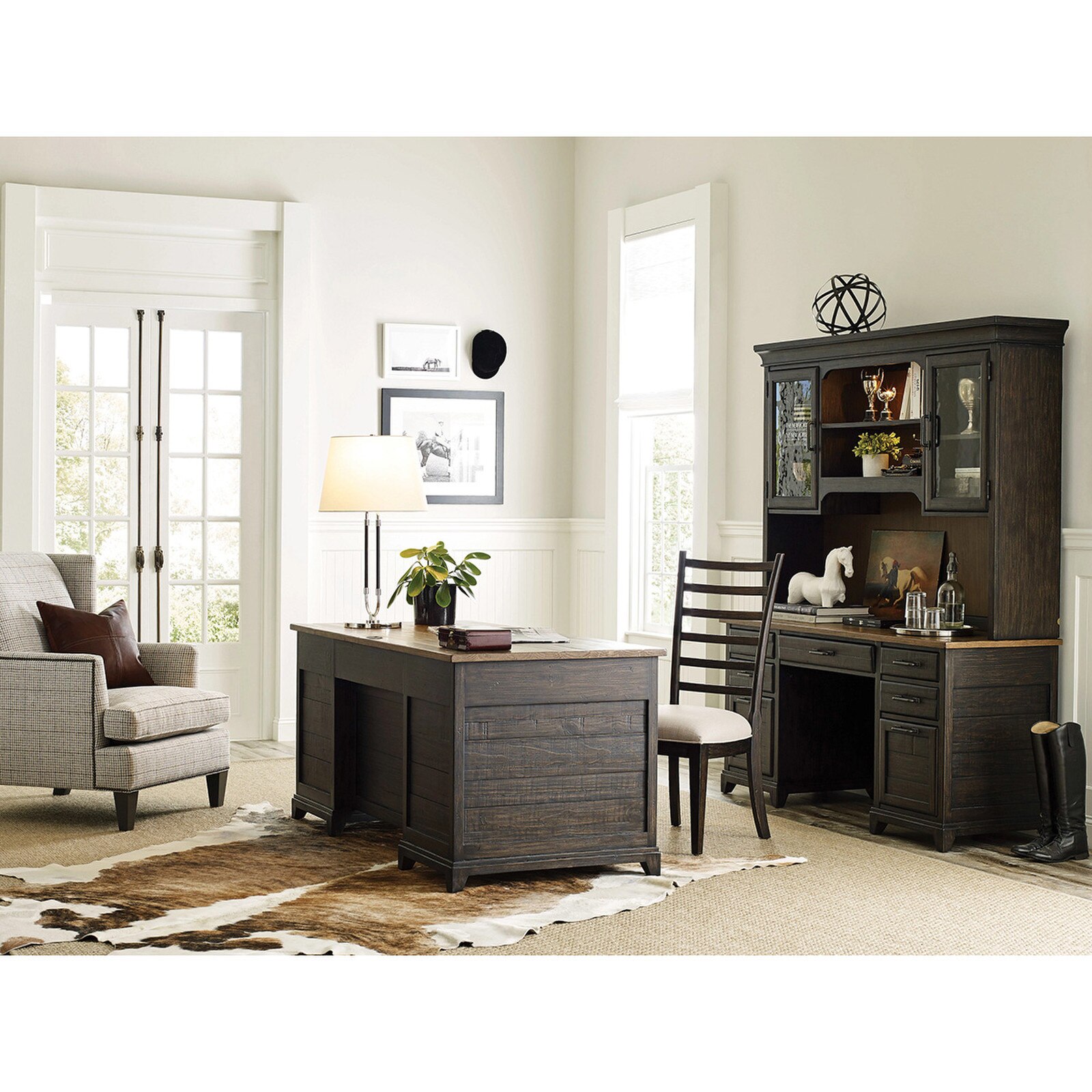 Kincaid Farmstead Solid Wood Executive Credenza Desk Hutch