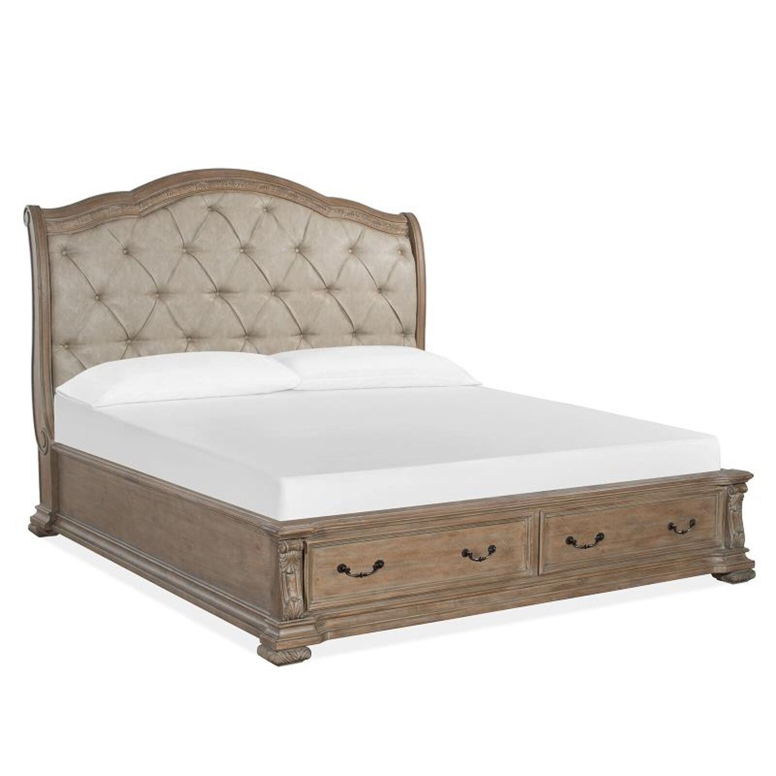 Magnussen Marisol King Size Sleigh Storage Bed with Upholstered Headboard