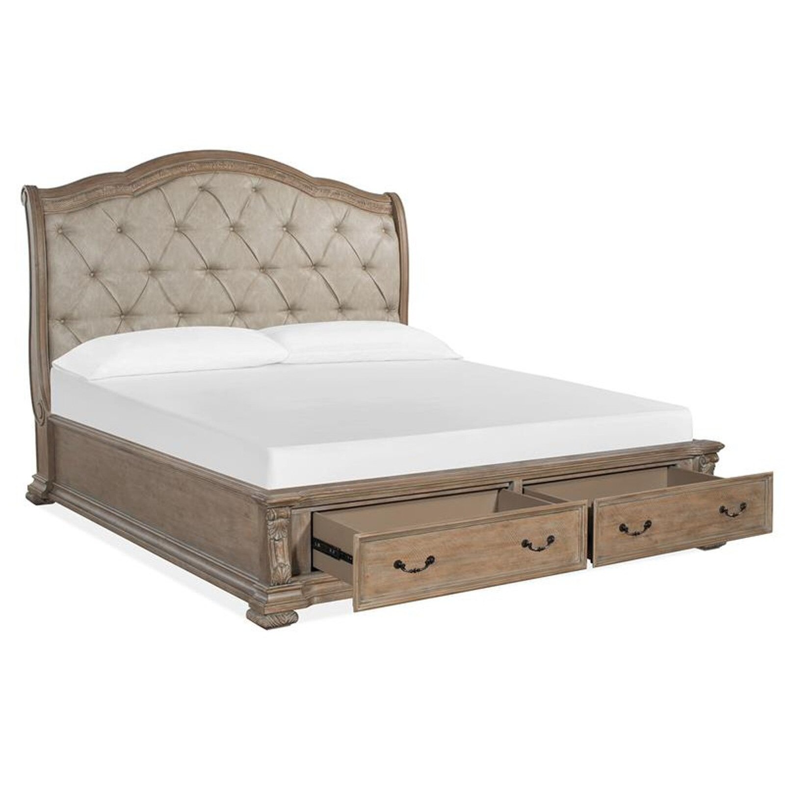 Magnussen Marisol King Size Sleigh Storage Bed with Upholstered Headboard