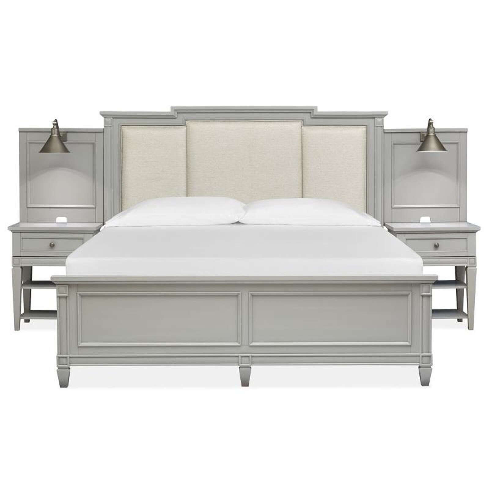 Magnussen Glenbrook Queen Size Wall Bed with Upholstered Headboard