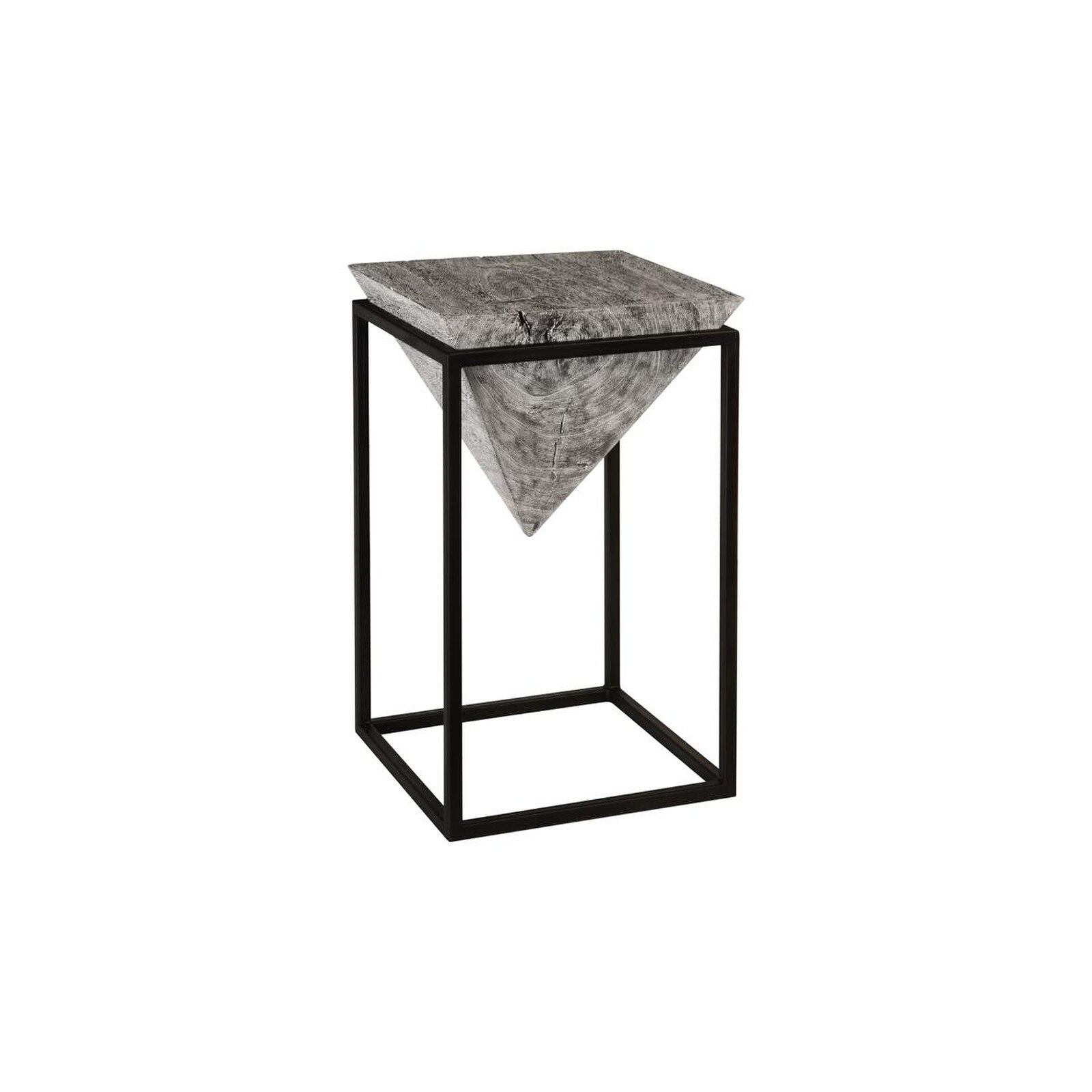 24" Phillips Collection Inverted Pyramid Large Black Wood Side Table
