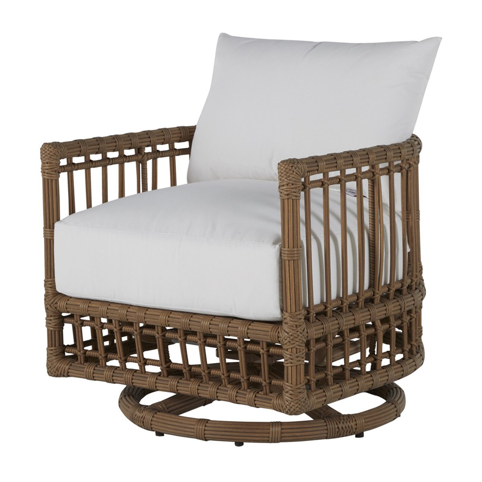 Summer Classics Newport Barrel Burlap Swivel Outdoor Chair