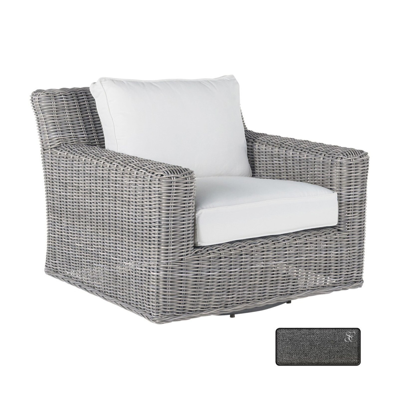 Summer Classics Rustic Woven Oyster Swivel Outdoor Lounge Chair