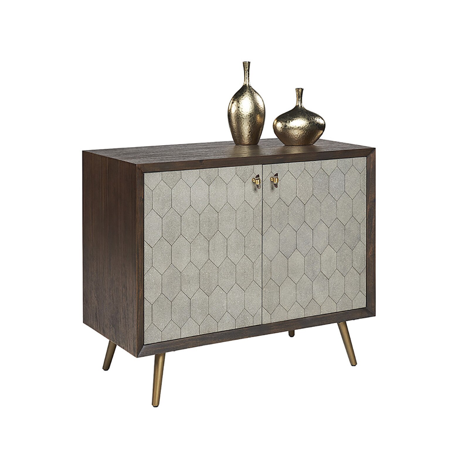 Sunpan 38" x 31" Aniston Small Taupe Shagreen Dark Mango Wood Sideboard
