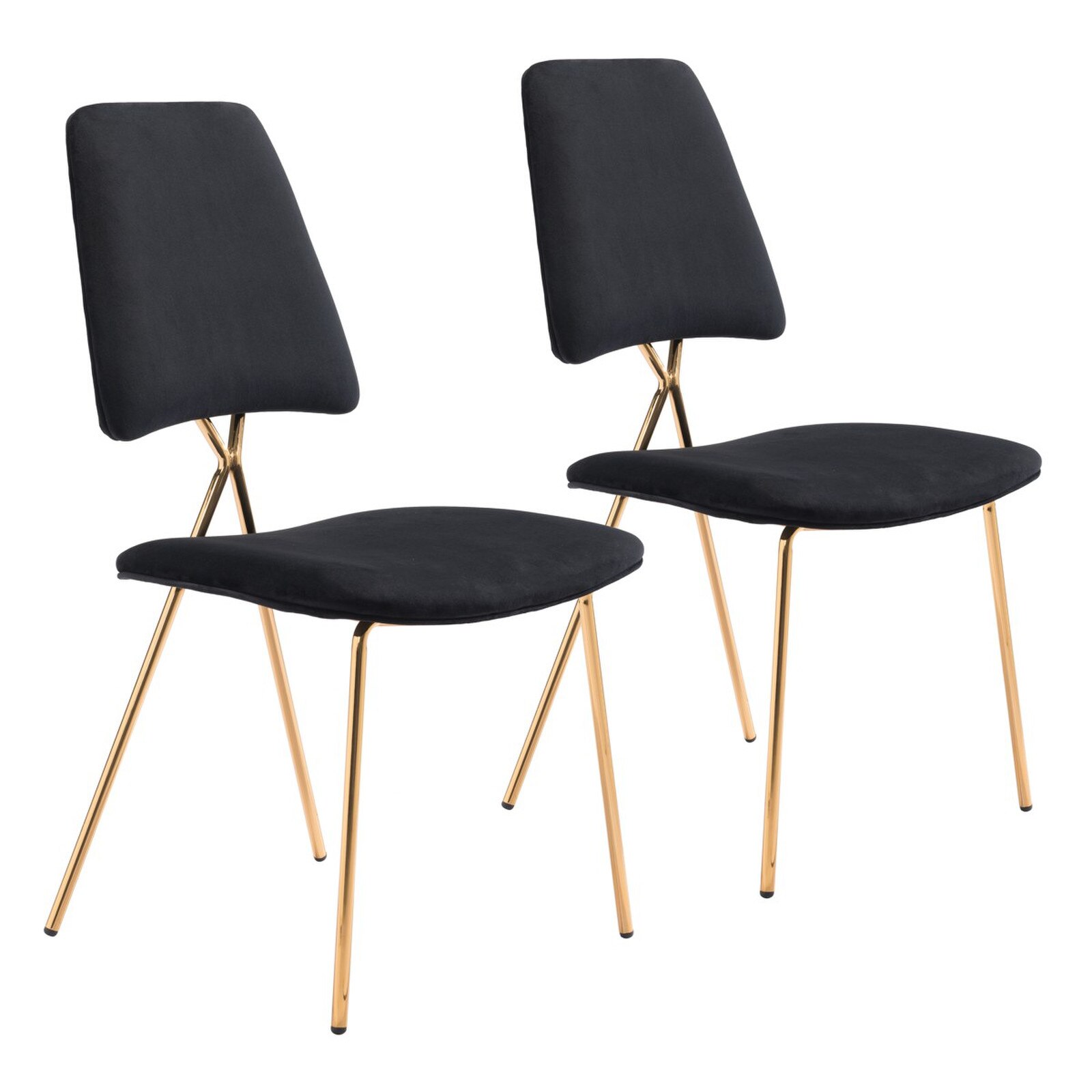 Set of 2 36" Zuo Chloe Steel Dining Chair Black and Gold